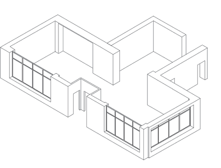 Параметрическая модель торгового зала, созданная по обмерам